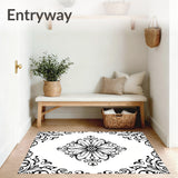 Elegant Botanical Vine Tapestry With Intricate Floral Medallion (Black)
