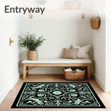 Lunar Moth and Poppy Tapestry with Interlocking Motifs(Black)