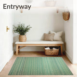 Beige Deep Green Interlaced Diamond Motifs(Green)