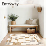 Foldable Kitchen Lightweight Beige Runner Abstract Geometric(Beige)