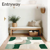 Indoor Non Shedding Beige Green Modern Abstract Area(Green)