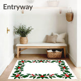 Holly Berry Vine Border Traditional Christmas Floor(Green)