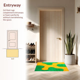 Ultra Soft Area Rug, Non Slip, Stain Resistant, Washable Area Rugs for Living Room, Bedroom, cute cat shaped(Green)