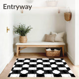 Rustic Checkered Design Featuring Interlocking Black and Blocks(Black)