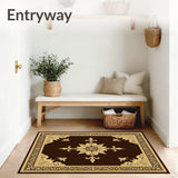 Vintage Medallion Ornate Traditional Accent with Intricate Details(Brown)