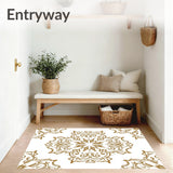 Elegant Damask Floral with Curvilinear Leaves and Subtle Vintage Etching(Gold)