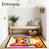 Abstract Cat Face Mosaic with Glowing Edge Trim Holiday(Orange)