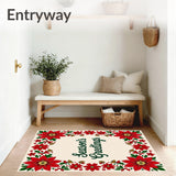 Jolly Poinsettia Bordered Greeting Coir Doorstep Decoration(Ivory)