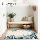 Coral Reef Rhapsody Coastal Nautical Design Beige and Blue(Beige)