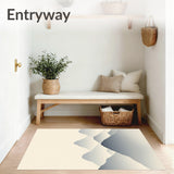 Misty Mountain Landscape Zen Brushwork Ethereal Watercolor Motif(Beige)