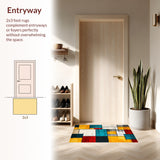 Eclectic Mosaic Patchwork with Distressed Abstract Shapes and Lines(Red)