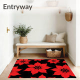 Winter Poinsettia Bloom Design Contemporary Floor(Black)