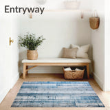 Farmhouse Blue Grey Wood Plank Rug Piece Set Vintage Floor Carpet(Blue)