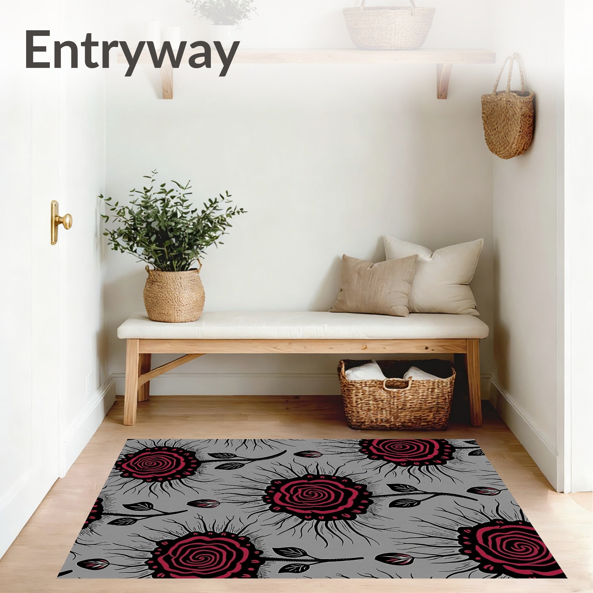 Gothic Rose Bloom Tapestry with Dark Floral Arrangements(Gray) - ODIKA