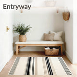 Contemporary Floor Mat Striped Area(Black)