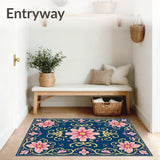 Art Nouveau Garden With Flowing Petals And Whimsical Scrollwork (Blue)