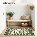 Elegant Leaf Motif Waterproof Area with Botanical Design(Beige)