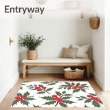 Festive Holly Berries Distressed Vintage Non Slip(Red)
