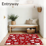 Glittering Snowflake Floor with Jolly Winter Character Motifs(Red)