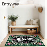 Victorian Skeleton Cameo with Interlocking Floral Scrolls(Green)