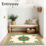 Sunburst Medallion Design with Radiant Floral Embellishments (Teal) - ODIKA