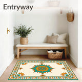 Sunburst Medallion Design with Radiant Floral Embellishments (Teal) - ODIKA