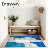 Modern Abstract Blue & Beige Area(Blue)