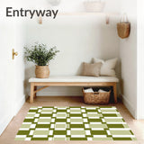 Earthy Elegance Checkered Plaid Artisan Contemporary Aesthetic Accent (Green)
