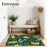 Abstract Jungle Foliage Motif with Interlocking Leaf Shapes(Yellow)