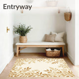 Beige Leaf Design Area Indoor Entranceway(Beige)
