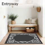 Abstract Latticework Frame with Dynamic Angular Motifs Contemporary Style(Black)