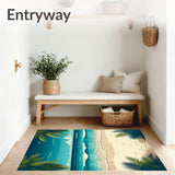 Tropical Coconut Palm Beach Sea Water Natural Scenery Floor Mat(Blue)