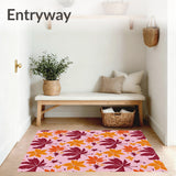 Harvest Moon Botanical Foliage Design Anti Shed Indoor Floor Covering(Pink)