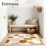 Sophisticated Abstract Area in Brown and Beige with Freeform Shapes(Beige)