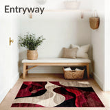 Contemporary Burgundy & Beige Abstract Swirl(Red)