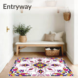 Retro Sunburst Motif with Interlocking and Floral Details(Pink)