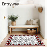 Nordic Winter Plaid Mosaic with Festive Folk(Red)