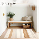 Generous Beige Weave Area Sophisticated Modern Abstract Stripe(Beige)