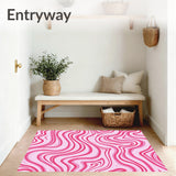 Abstract Brushstroke Interlocking Design with Dynamic Fluid Forms(Pink)