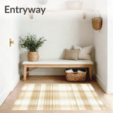 Boho Plaid Inspired Runner with an Artistic Intersecting Lines Design(Beige)