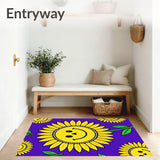 Vibrant Sunburst Floral Artistic With Joyful Expression (Yellow)