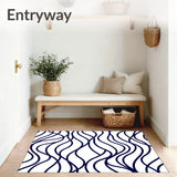 Nautical Wave Interlocking Contemporary Modern Stylish Decorative (Blue)