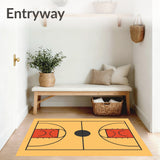 Basketball Court Yellow Floor Red Key Black Lines Black Circle(Beige)