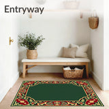 Rustic Holiday Tapestry Featuring Classic Symmetrical Flourishes(Green)