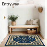 Floral Lattice with Radiating Petals and Baroque Filigree (Blue)