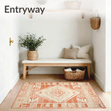 Boho Chic Area Geometric for Easy Cleaning(Orange)