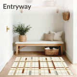 Abstract Geometric Area with Neutral Checkerboard and Linear Accents(Beige)