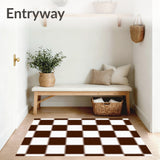 Checkered Farmhouse with Bold Grid Design(Brown)
