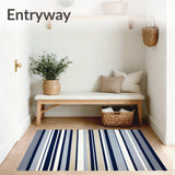 Contemporary with Bold Navy and Beige Stripes Design(Blue)