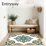 Chic Boho Bloom Tapestry Featuring Interlocking Leafy Vines and Floral Ornaments (Green)